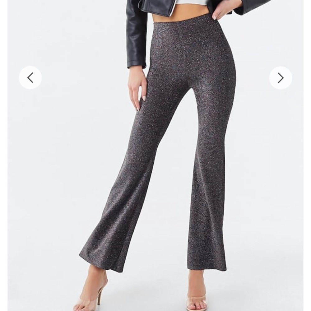 Forever 21 metallic flare pants